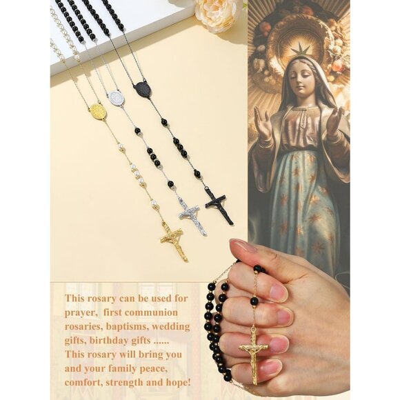Personalized Rosary with Picture Custom Rosary Beads Catholic Necklace for Women - Picture 7 of 9